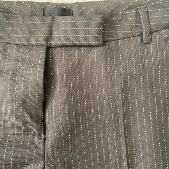 PAUL SMITH BLACK LABEL Brown Wool Striped Full Length Trousers - Picture 4 of 10